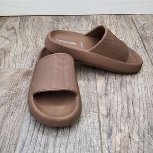 Cushionaire Feather Cloud Recovery Slide Sandals with +Comfort Brown Size 6
